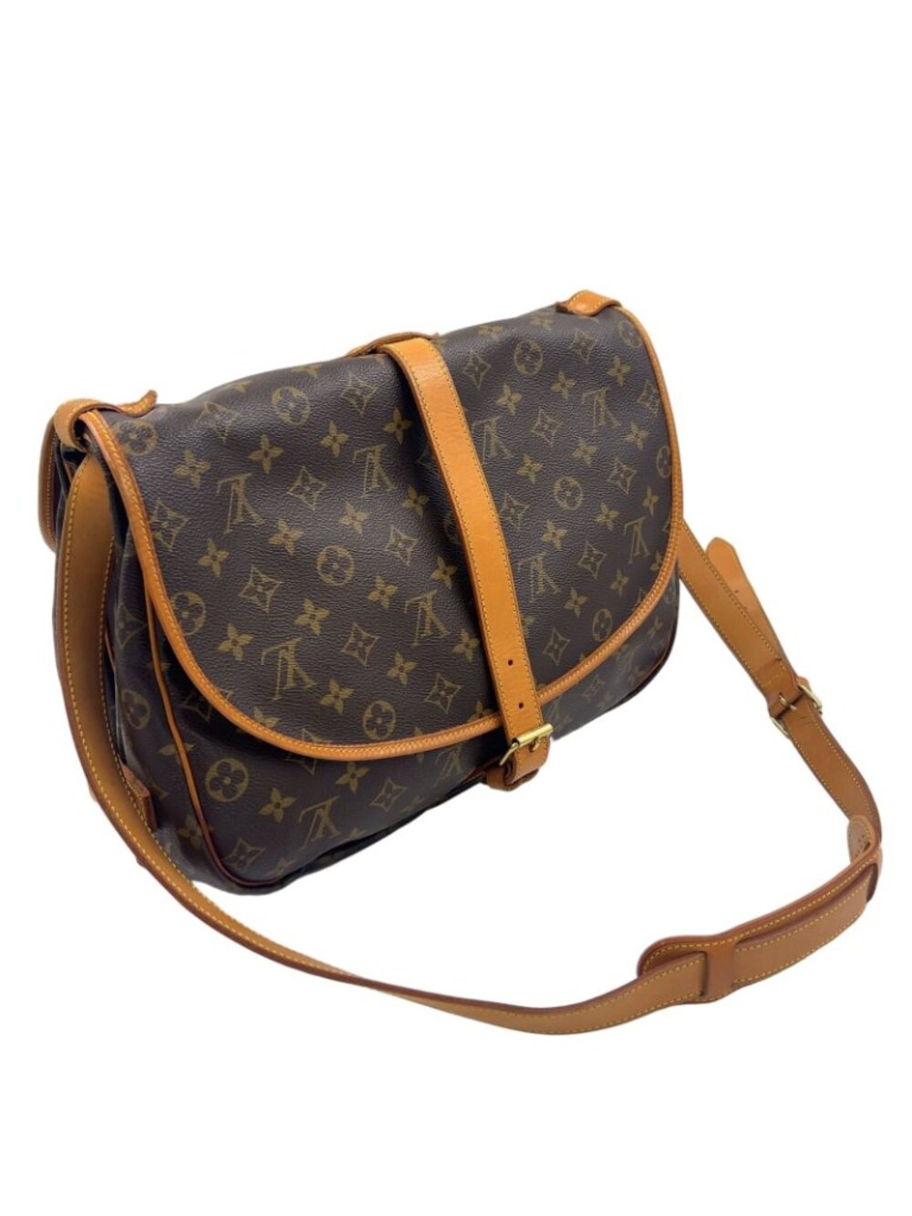 Louis Vuitton Saumur 35 Monogram Leather Brown Light Shoulder Bag Gold - Picture 2 of 15